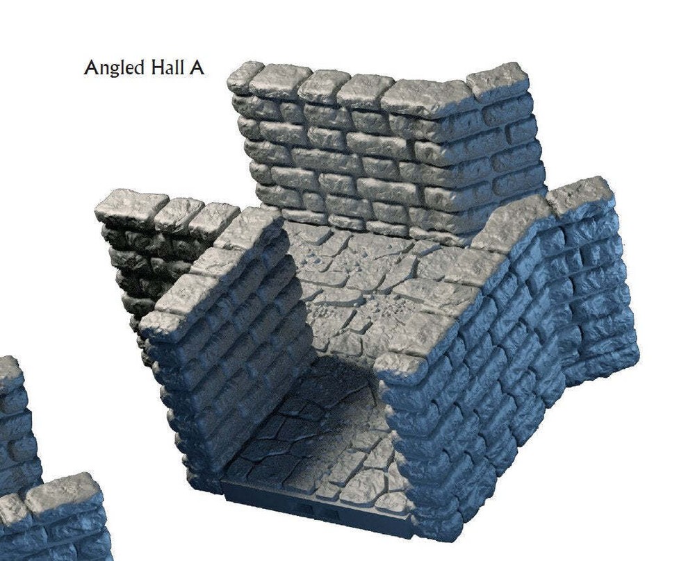 Angled Hallway Tiles - Lost Dungeons - DragonLock - DND - Pathfinder - RPG - Dun