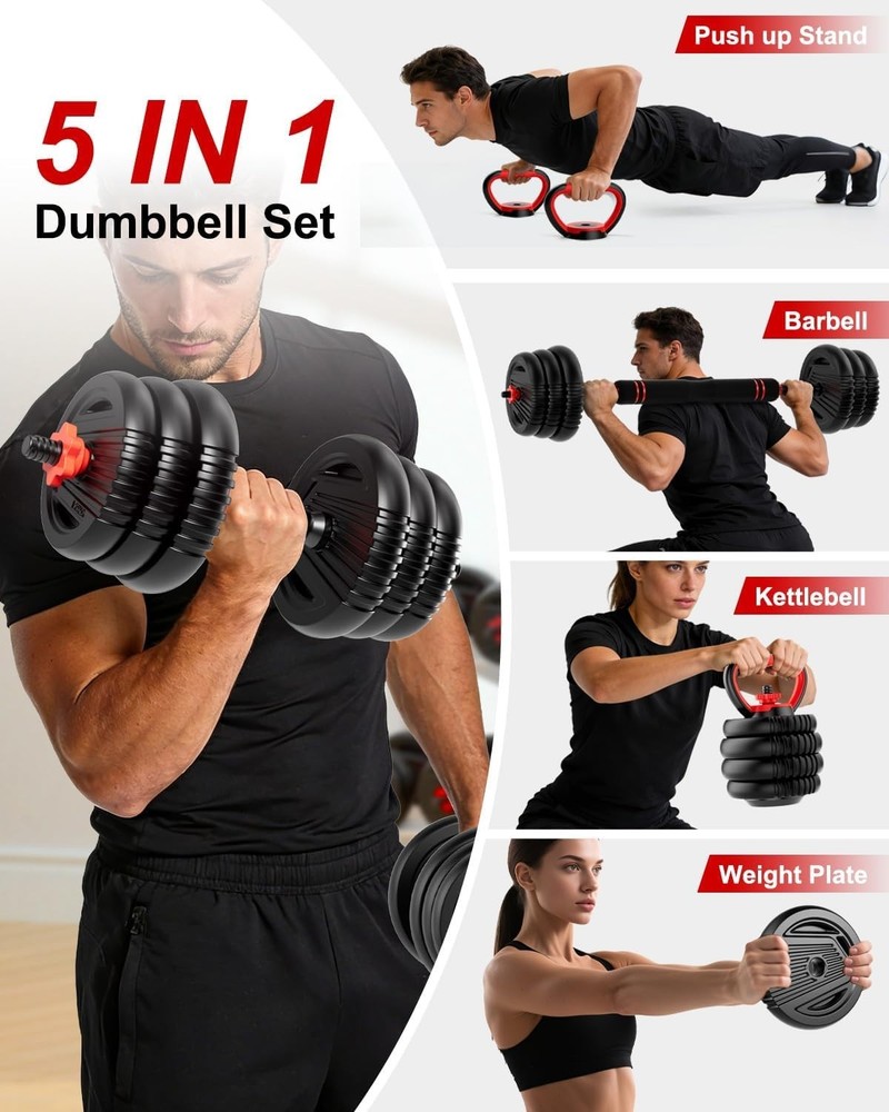 Versatile Free Weight Set for Strength Training, Includes Barbell and Kettlebell