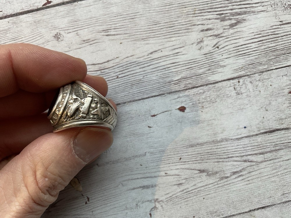ORIGINAL WWII USAAF BOMBARDIER RING STERLING / PATCH