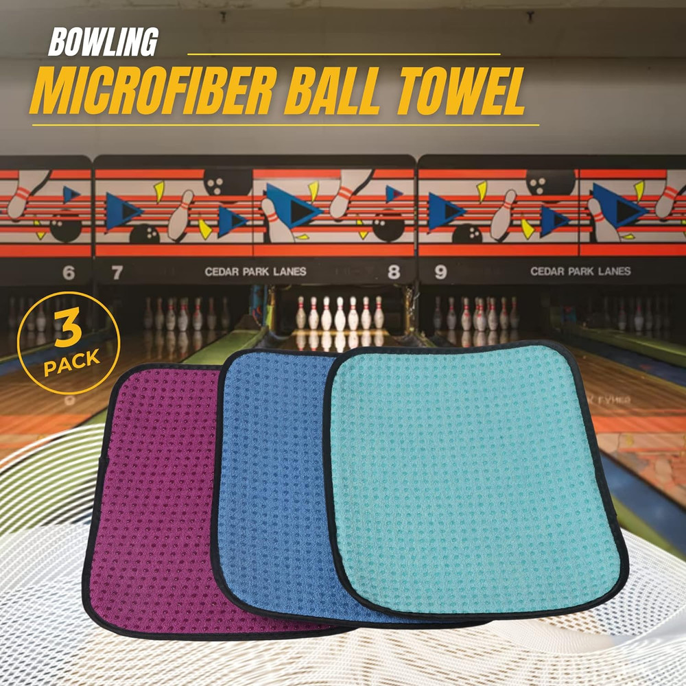 (3-Pack Multicolor Microfiber Bowling Ball Towel - 10"X8" Premium Quality Bowlin