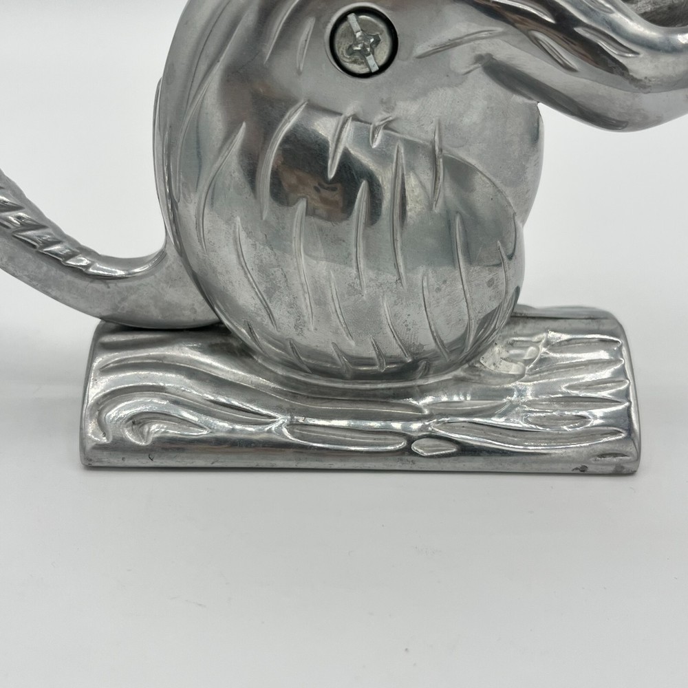 Squirrel Nutcracker Davy Crackit Cast Aluminum Silver Tone Lever Tail Retro