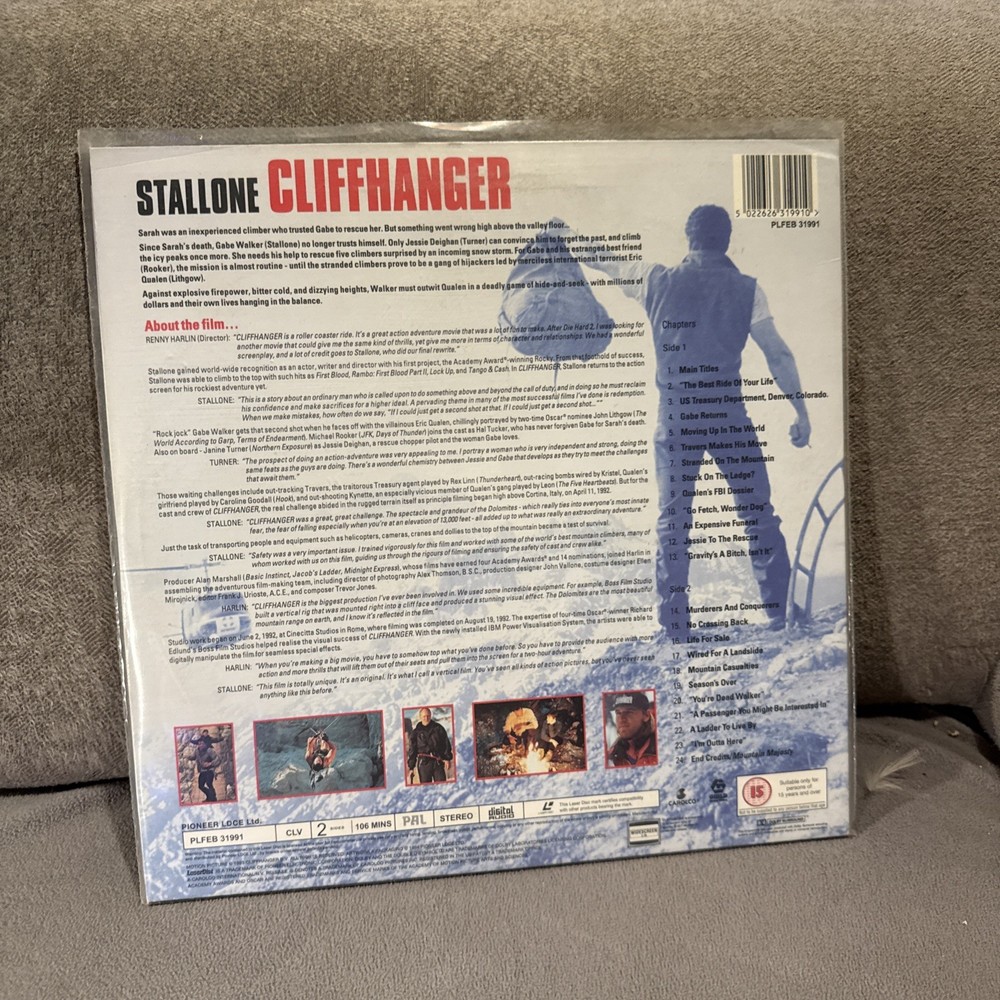 Cliffhanger Widescreen Edition Laser Disc