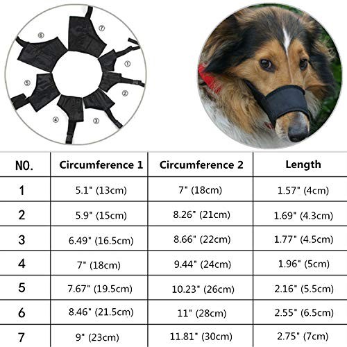 Nylon Dog Muzzle - Adjustable Quick Fit pet Muzzle Prevent from Biting Black