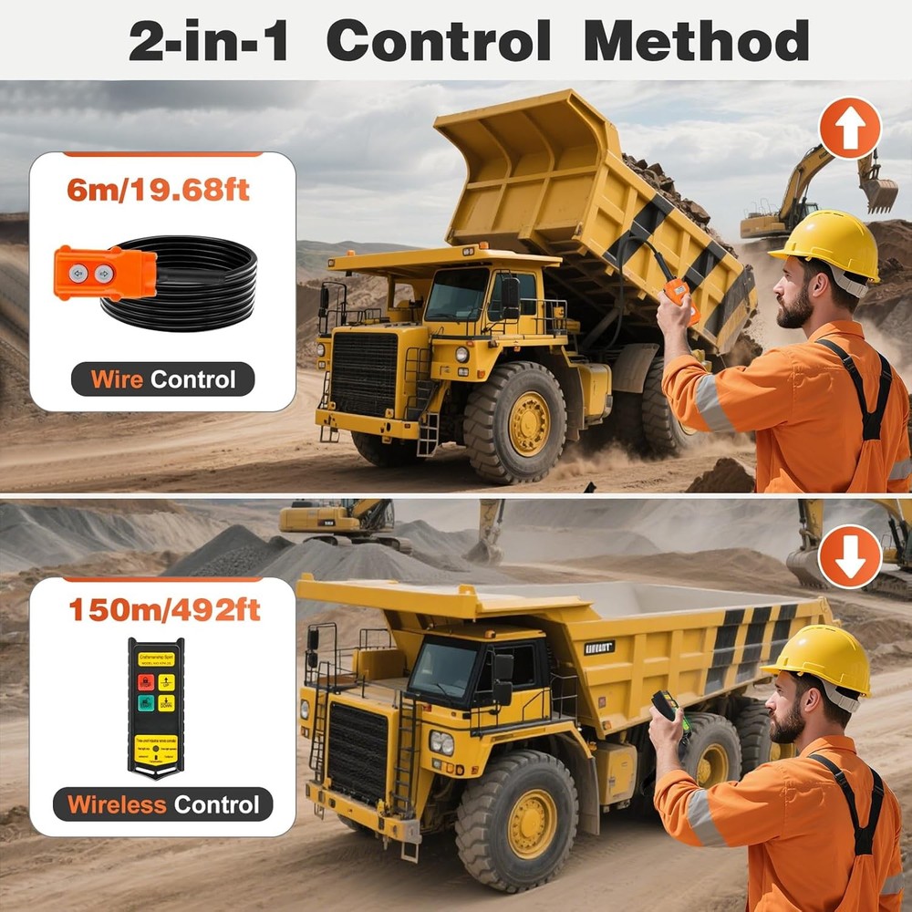 2-in-1 Wireless Crane Remote Control 12V Dump Trailer Up Down Switch For Trailer