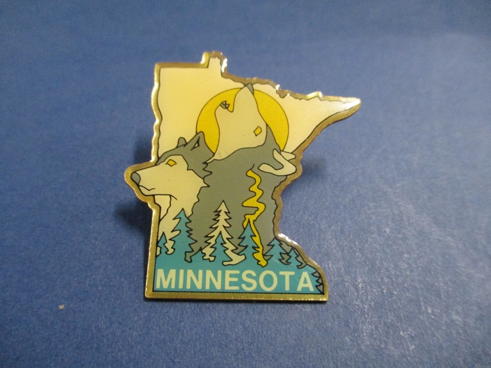Minnesota State Licensed Pin With Back Approx. 1.5 x 2 Inches TIMBREWOLVES
