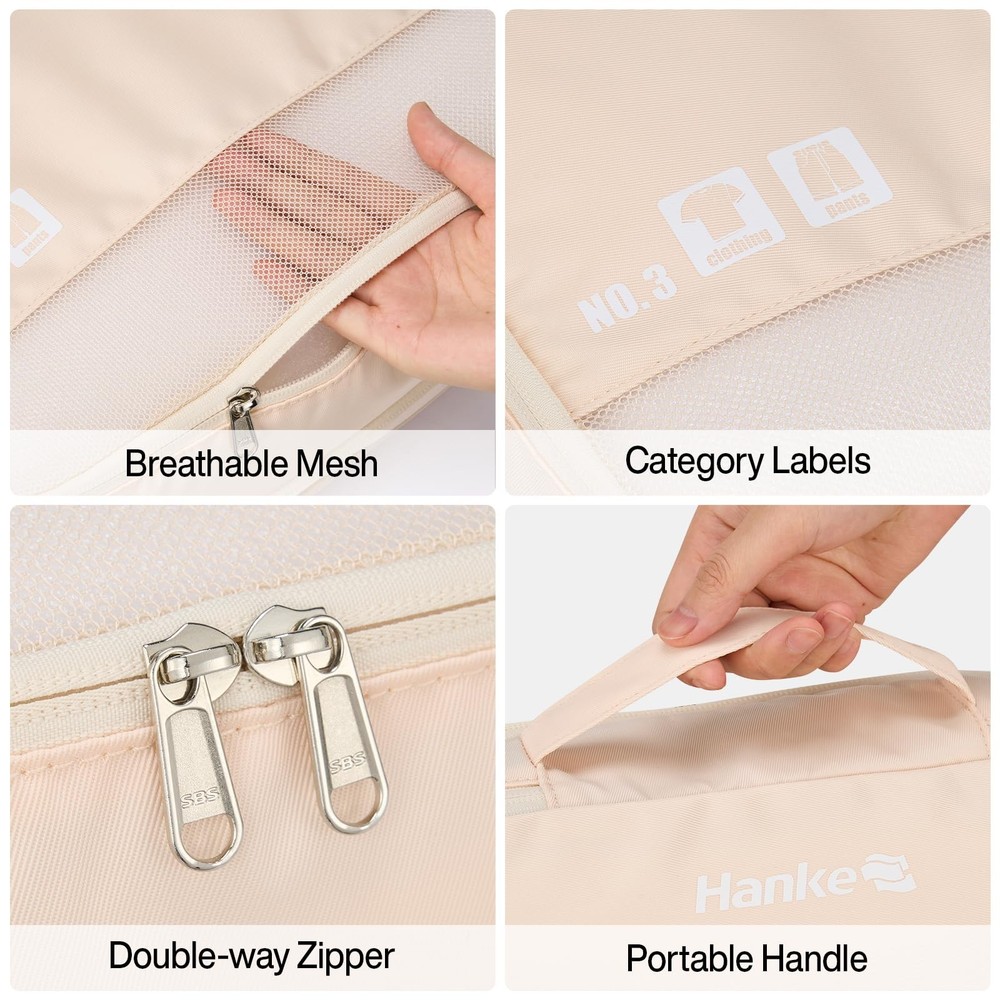7 Set Compression Packing Cubes for Travel, Expandable Large Packing Cubes fo...