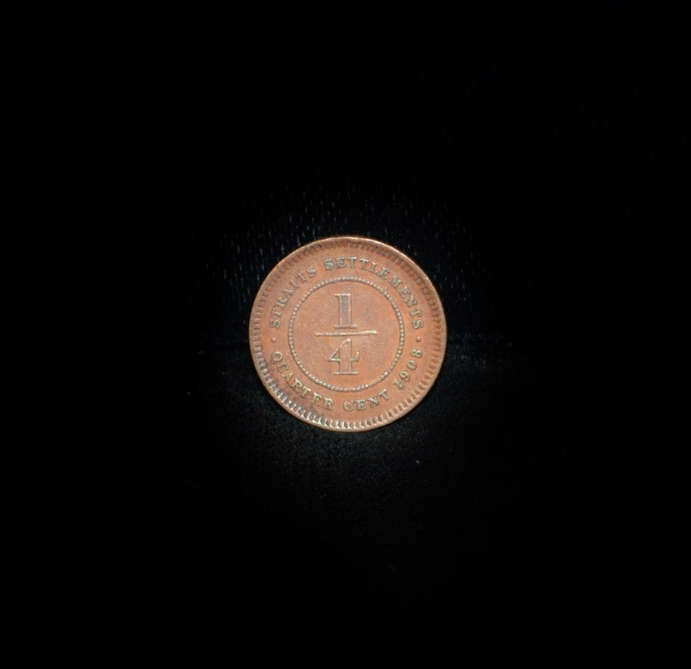 1908 Straits Settlements 1/4 Cent KM 17 #CR10607