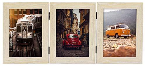 Frametory, 5x7 Triple Picture Frames Hinged 3 Photos Frame Collage, Three