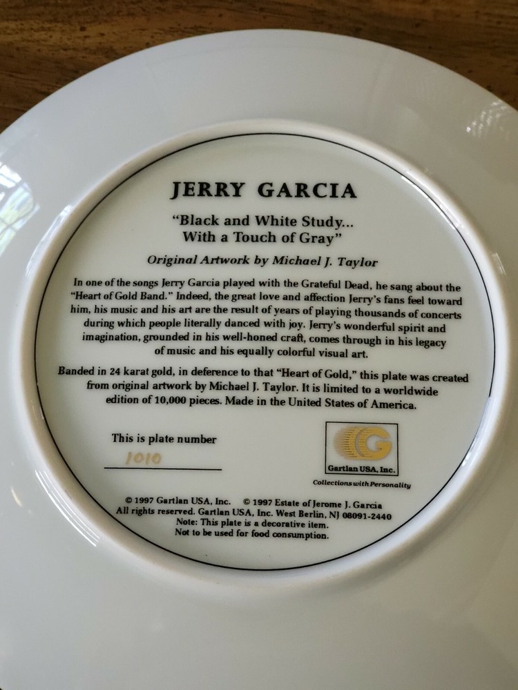 Jerry Garcia Plate Black & White Study...