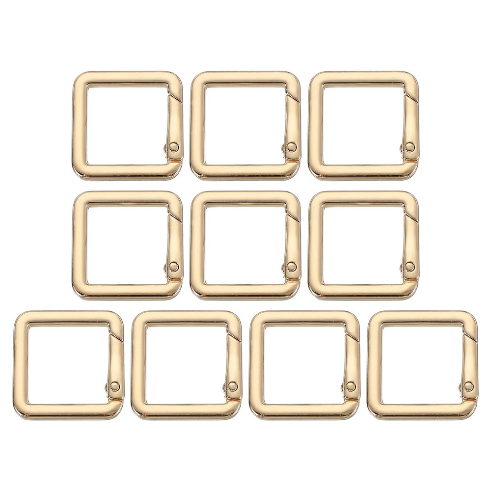 10 Pcs 27mm Square Shaped Spring Snap Keychain Clip for Purses Light Gold