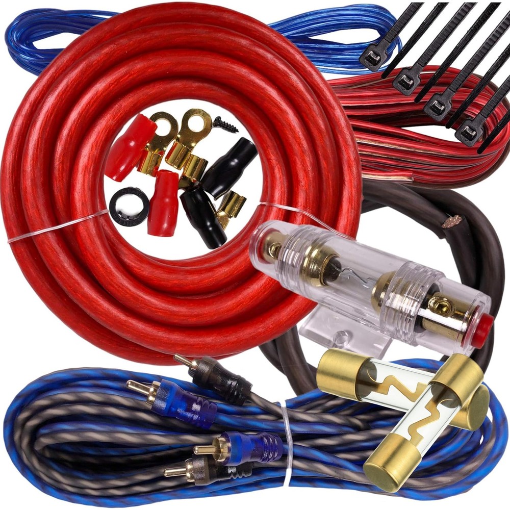 Complete 2500W Gravity 4 Gauge Amplifier Installation 4 GAUGE, / RED