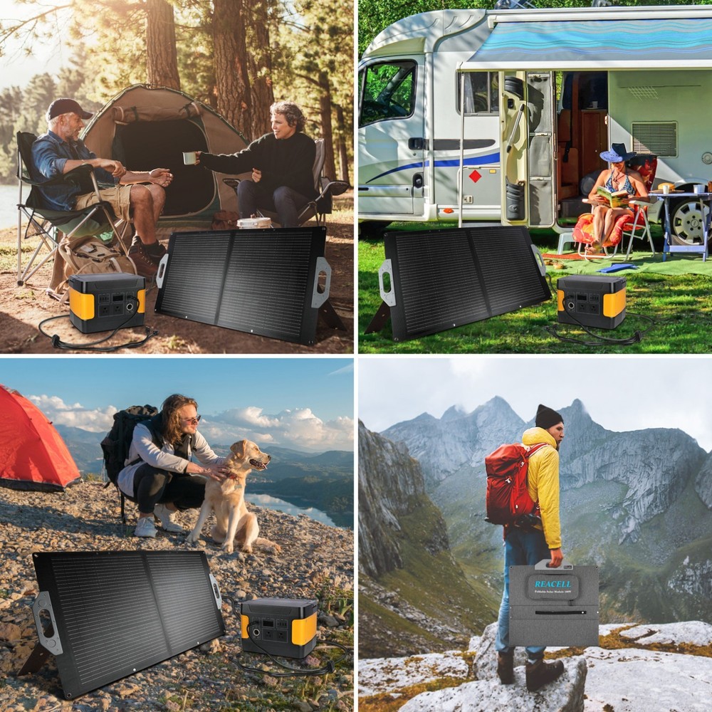 100W Portable Solar Panel, 18V Foldable Monocrystalline Solar Panel Kit