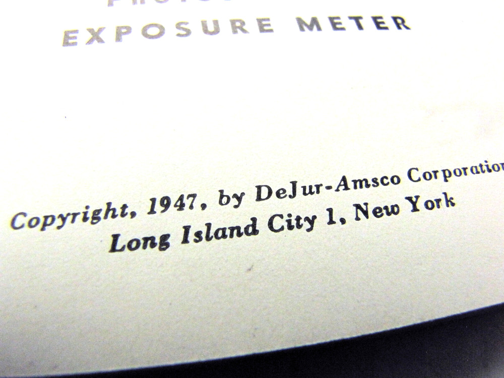 Vintage DeJur Exposure Light Meter Instructions Book Manual