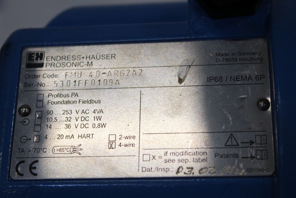 Endress + Hauser Prosonic M FMU 40-ARG2A2 Level Sensor