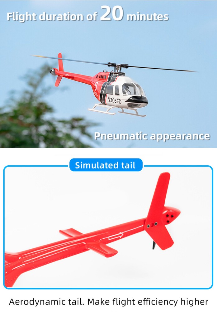 FlyWing Bell 206 RC Helicopter GPS Stabilized H1 Flight Control 2 Battery US