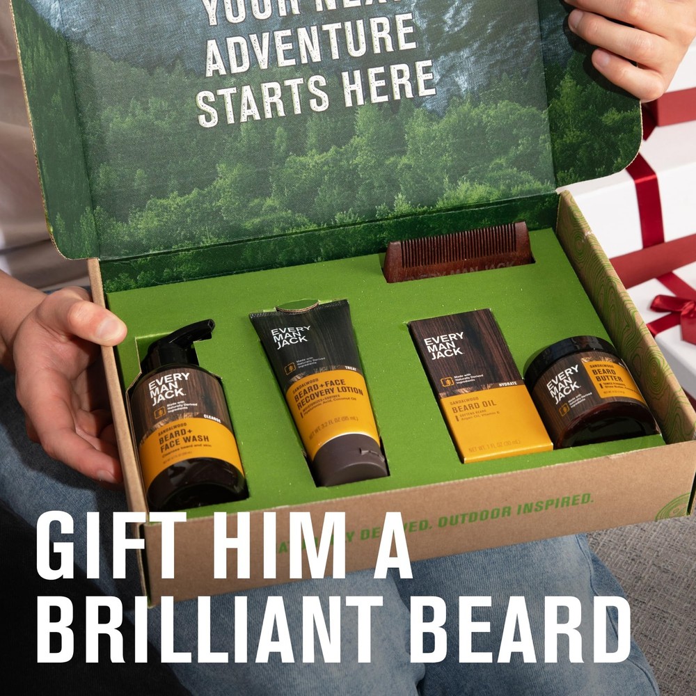 Beard Essentials Gift Set for Men – Complete Routine with 5 Full-Size Essenti...