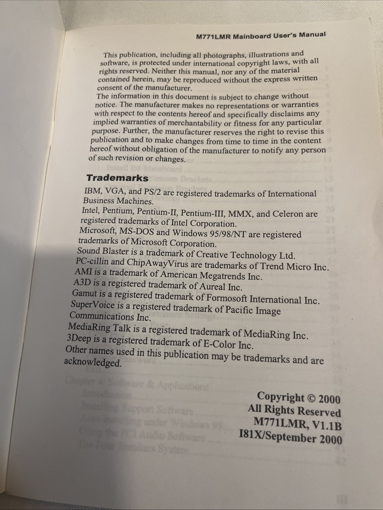 PC133 Socket 370 USER MANUAL Systemboard M771LMR