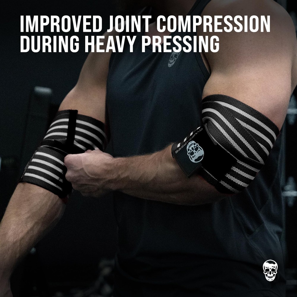 Weightlifting Elbow Wraps (1 Pair) - Flexible 40'' Elbow Compression Strap & ...