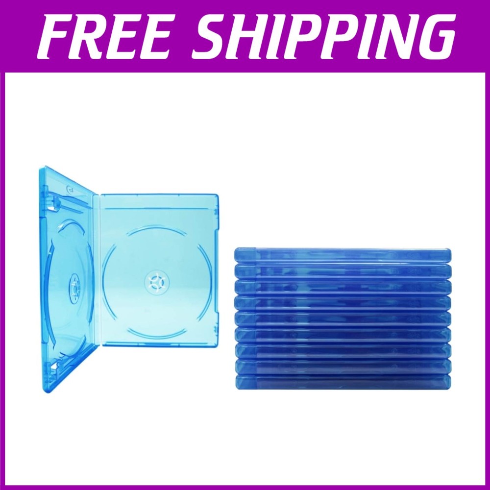 Set of 10 Double Blue Replacement Boxes for Blu-Ray Discs