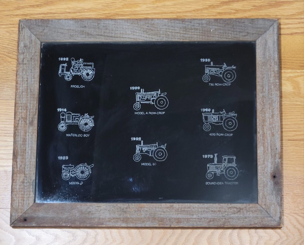 John Deere Historical Tractor Set Framed Etching Art 16" X 13"