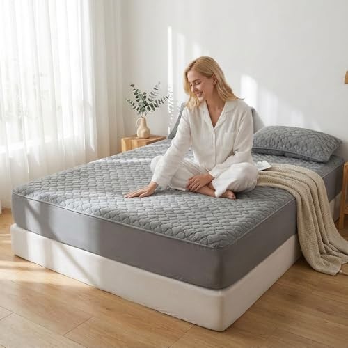 Pangzi Solid Flannel Plush Bedding Fitted Sheet,Velvety Soft Twin XL Gray