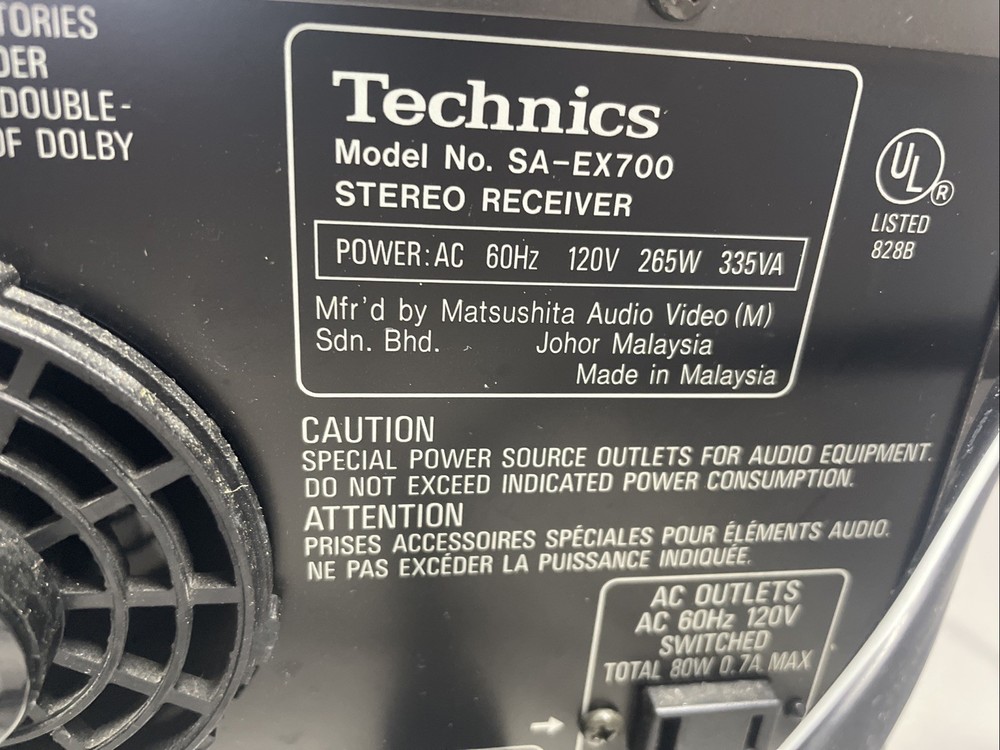 Technics SA-EX700 AV Control Stereo Receiver Phono Bundled with Remote