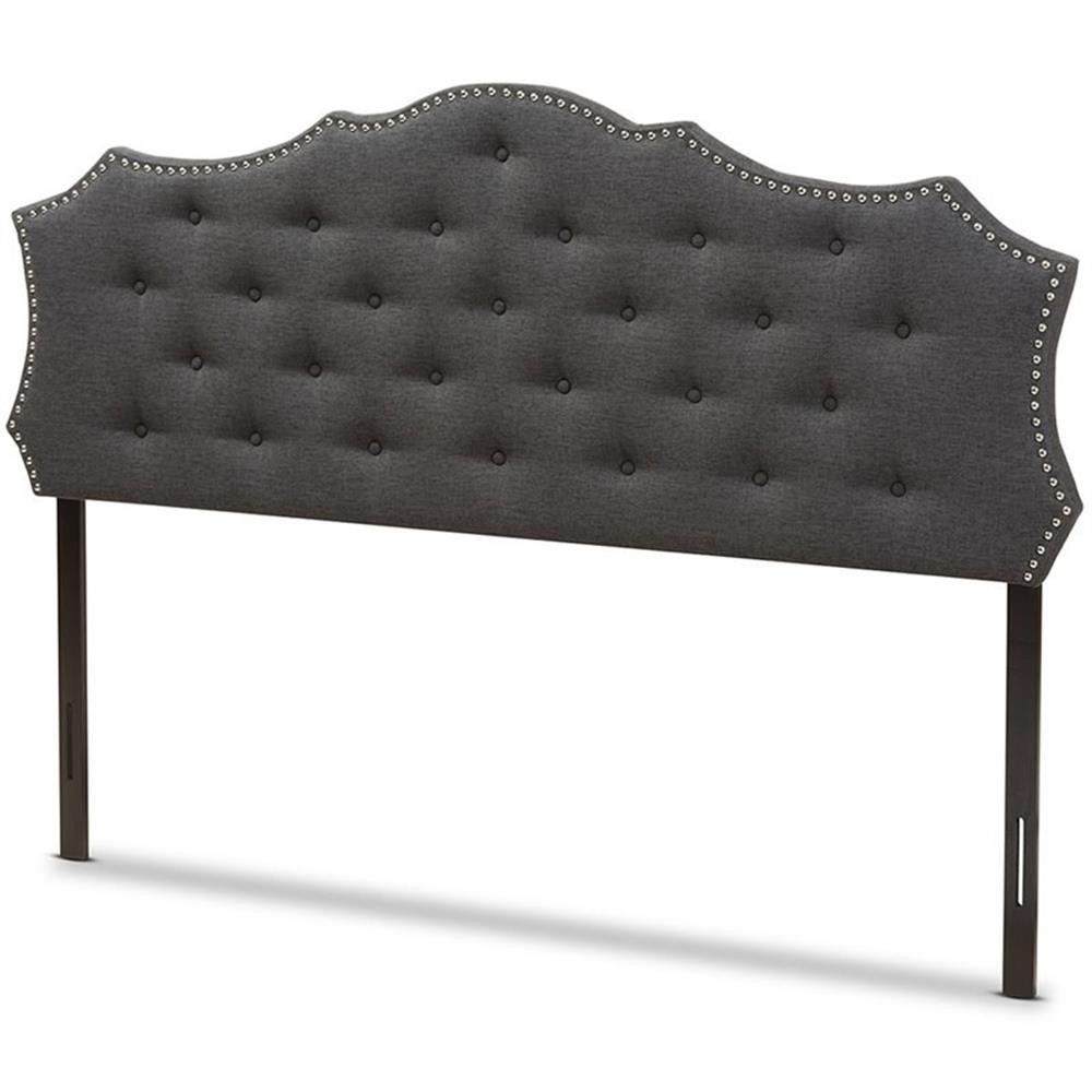 Bowery Hill Modern Fabric Tufted King Panel Headboard in Gray