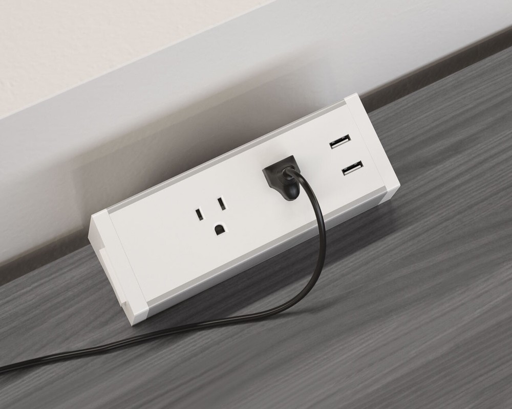 Performance Furnishings PLTDTPM2U2EG Desktop Power Module White