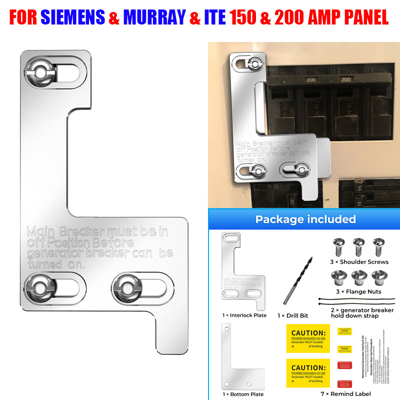 For Siemens Murray ITE 150 200 Amp Panel Generator interlock kit Main Breaker