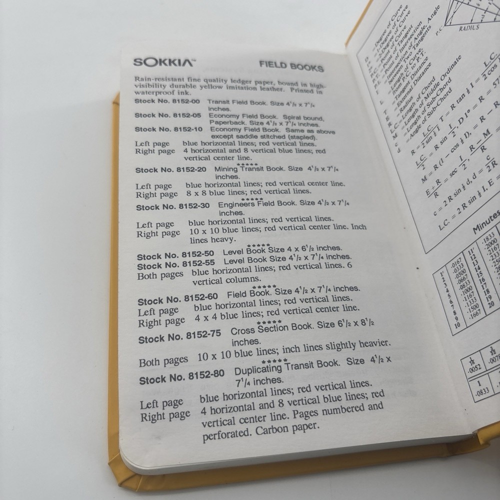 Sokkia 815200 Transit Field Book