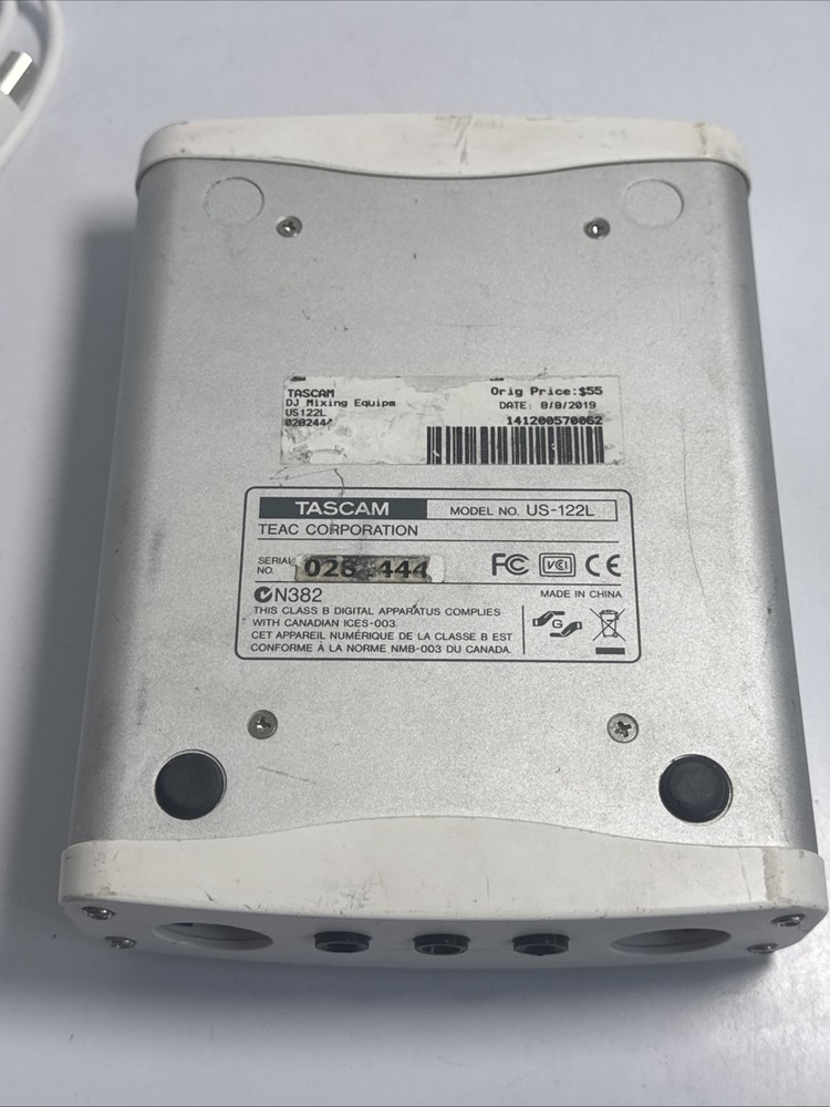 Tascam US-122L Audio MIDI USB 2.0 Interface W/ USB Cable White Tested