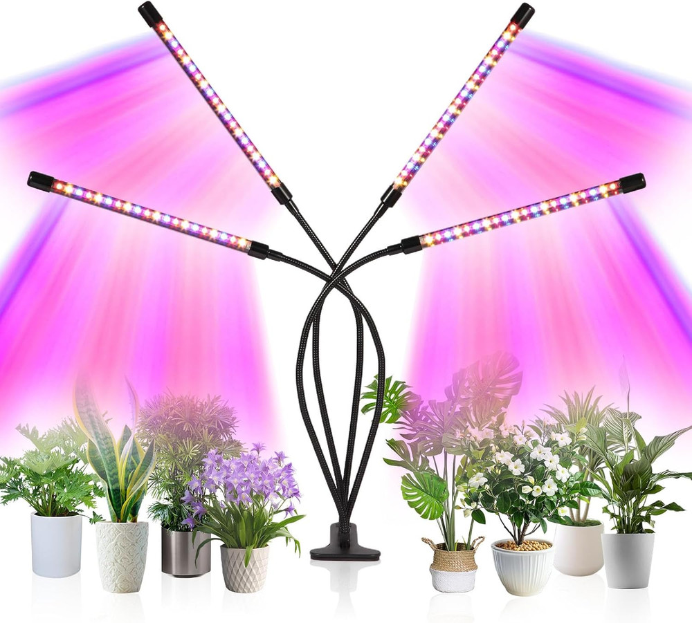 Indoor Plant Grow Light with 80 LEDs, Full Spectrum, Timer, Adjustable Gooseneck