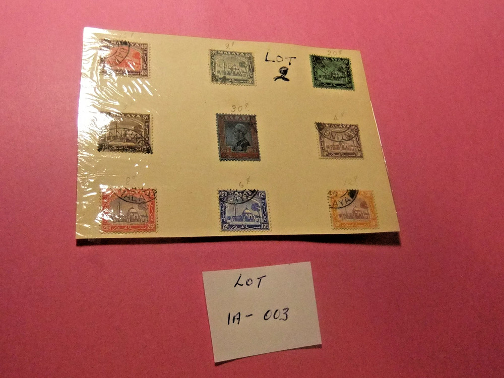 9 Vintage Malaya Stamps - Used