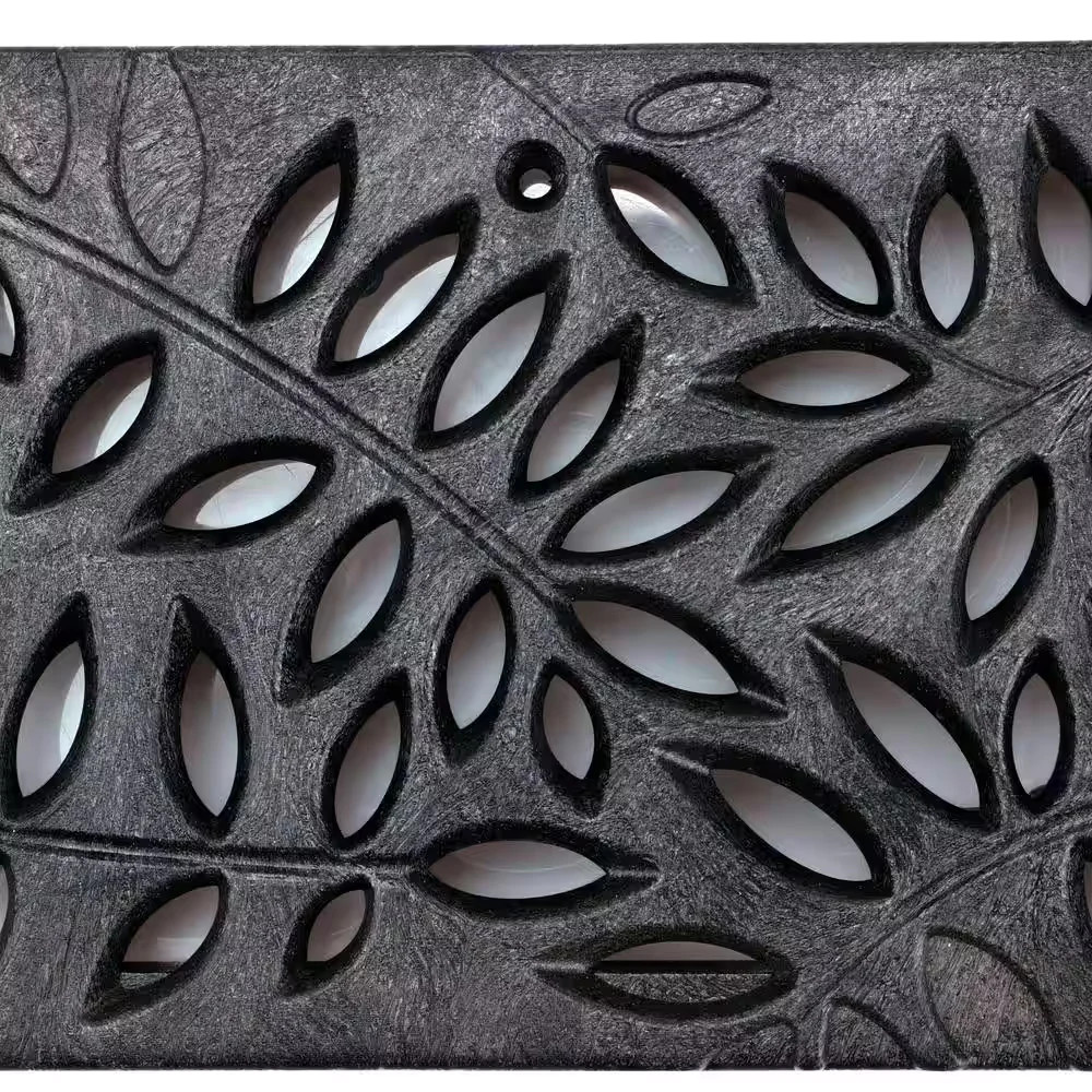 Spee-D Channel Drain Grate 2 ft Decorative Botanical Design Black 252