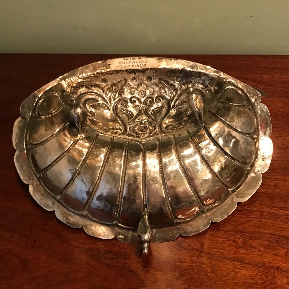 Antique Spanish Colonial Silver Baptismal Font Shell Dish