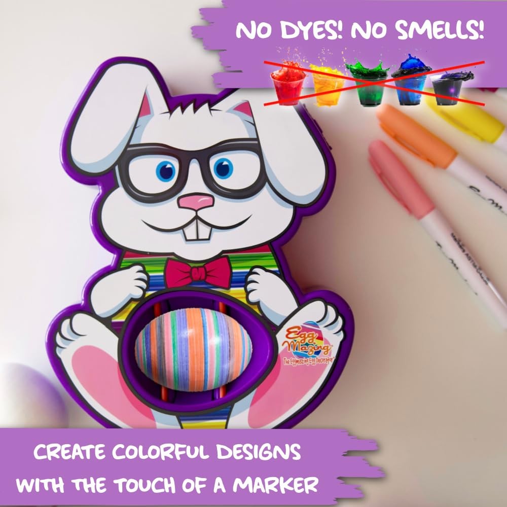 Eggmazing Easter Egg Decorator Kit - Includes Bunny Egg Decorating Spinner Ar...