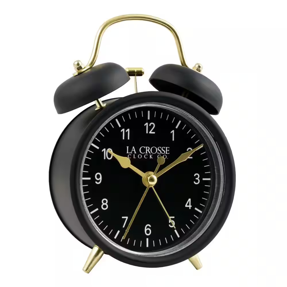 Black Twin Bell Quartz Alarm Clock
