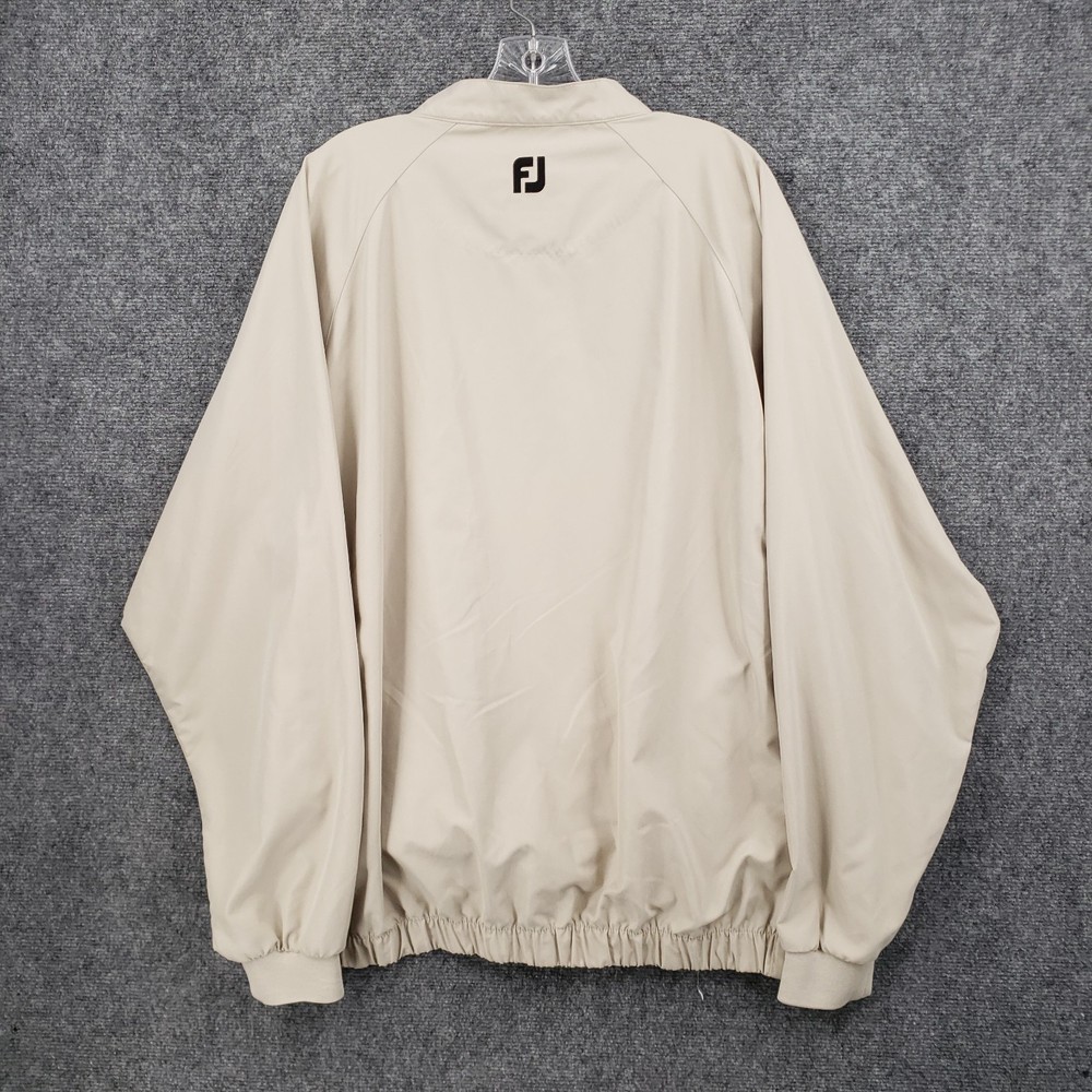 FJ FootJoy Jacket Men XL Extra Large Beige Golf Performance Windbreaker Pullover