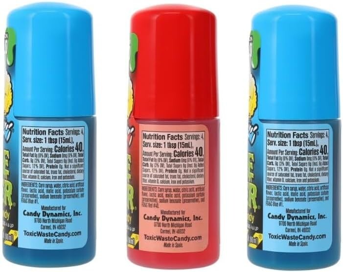 Slime Licker 2.0 Sour Rolling Candy 3 Pack 2 BLUE 1 RED