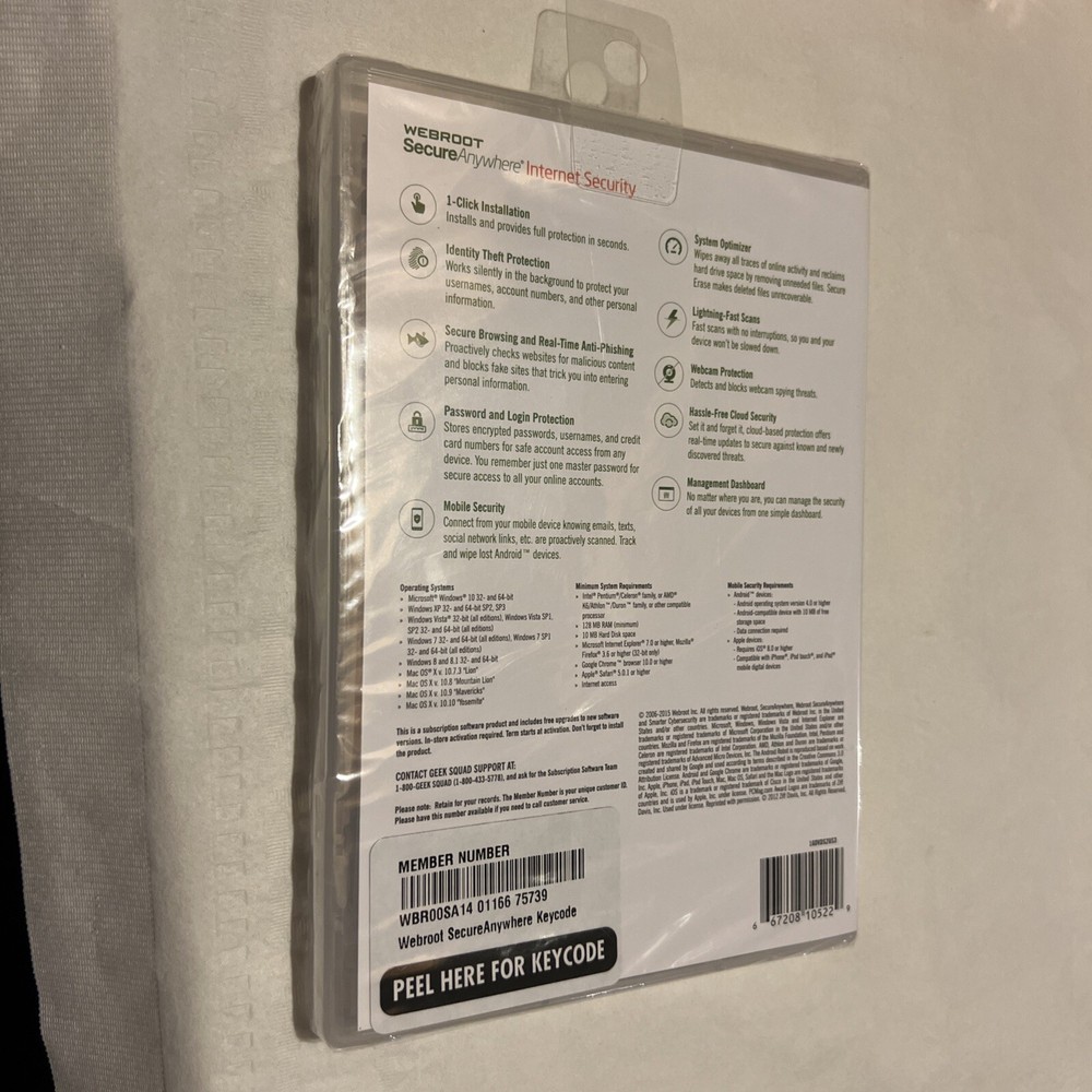 Webroot Secure Anywhere Internet Security 3 Devices for PC/MAC/Mobile NEW/SEALED