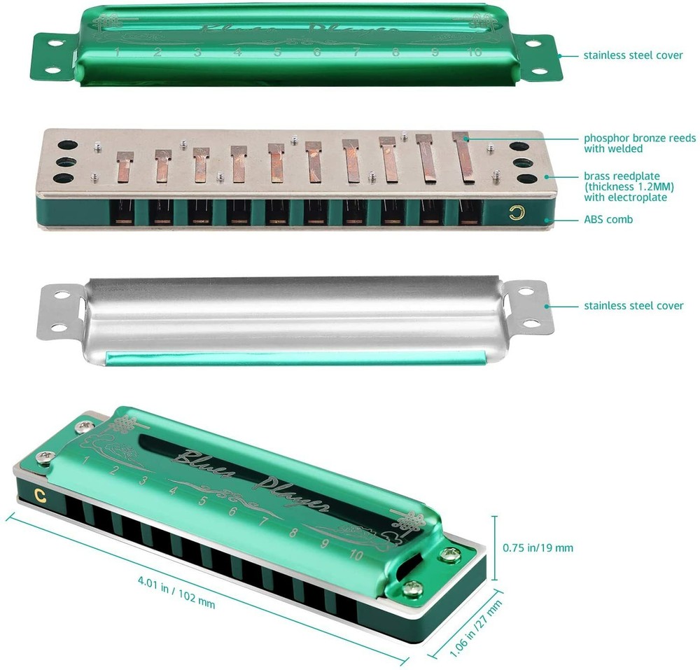 EASTTOP Harmonica blues harp diatonic 10 hole blues professional harmonica Gift