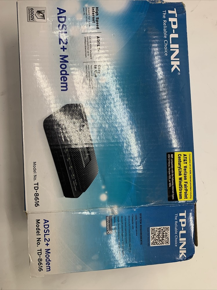 Used TP-Link ADSL2+ Modem 24Mbps Downstream Bandwidth TD-8616