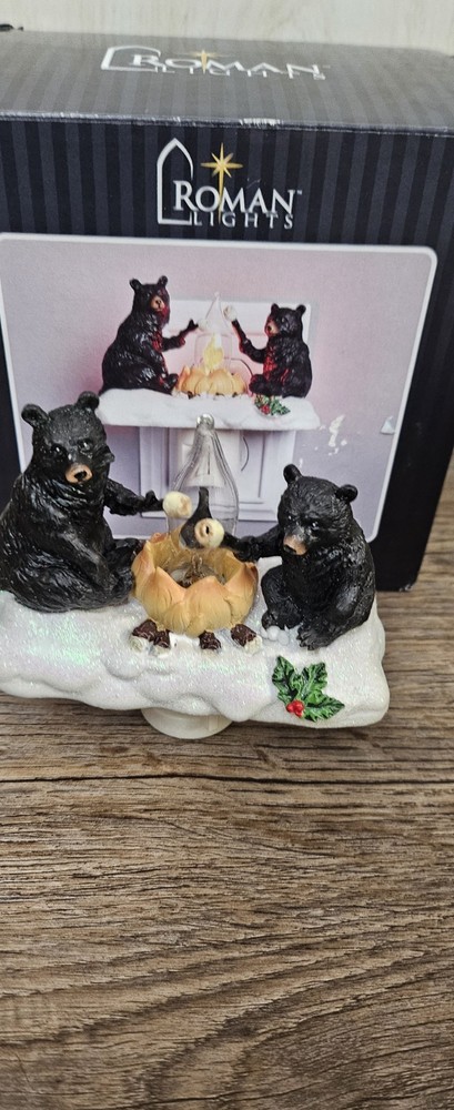 Roman Lights Campfire Black Bears Night Light