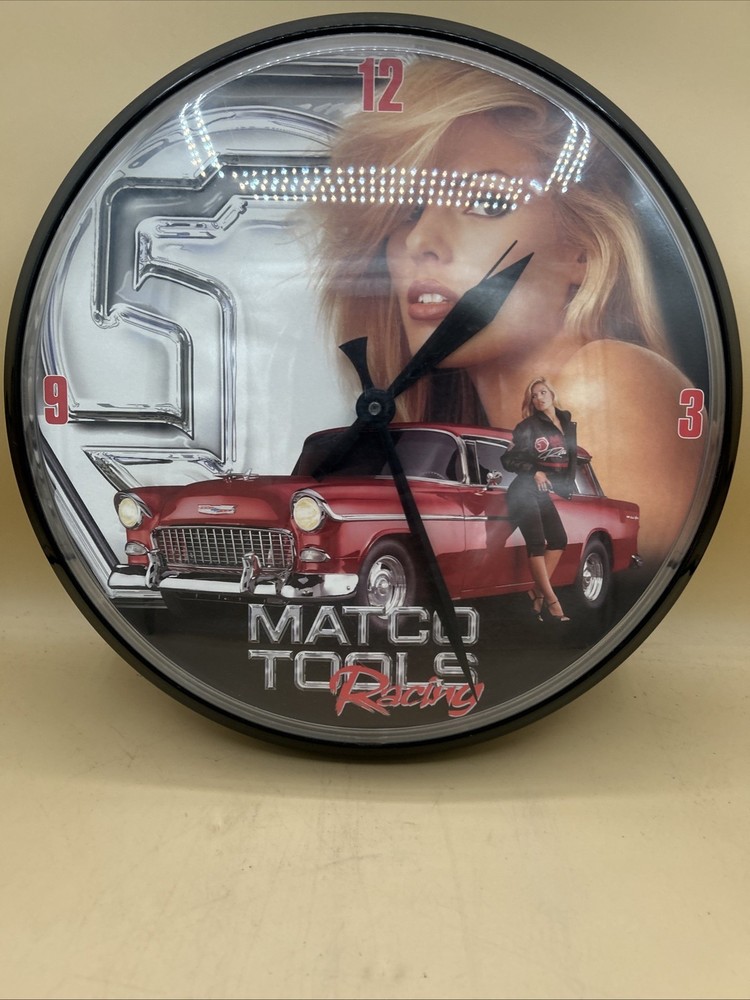 Matco Tools Racing Wall Clock 1955 Chevy Bel Air wagon. Works as it should.