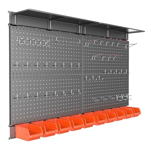 Metal Pegboard with Peg Board Hooks, Tools Storage Pegboard with Black