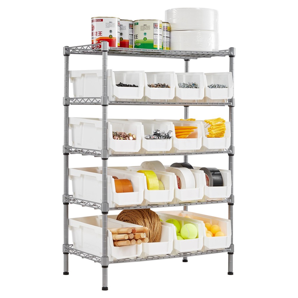 Uimoso 5-Tier Rolling Storage Rack with 16 Removable Bins