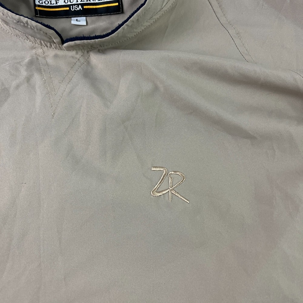 Zero Restriction Jacket Mens Large Beige Windbreaker Golf V-Neck Pullover