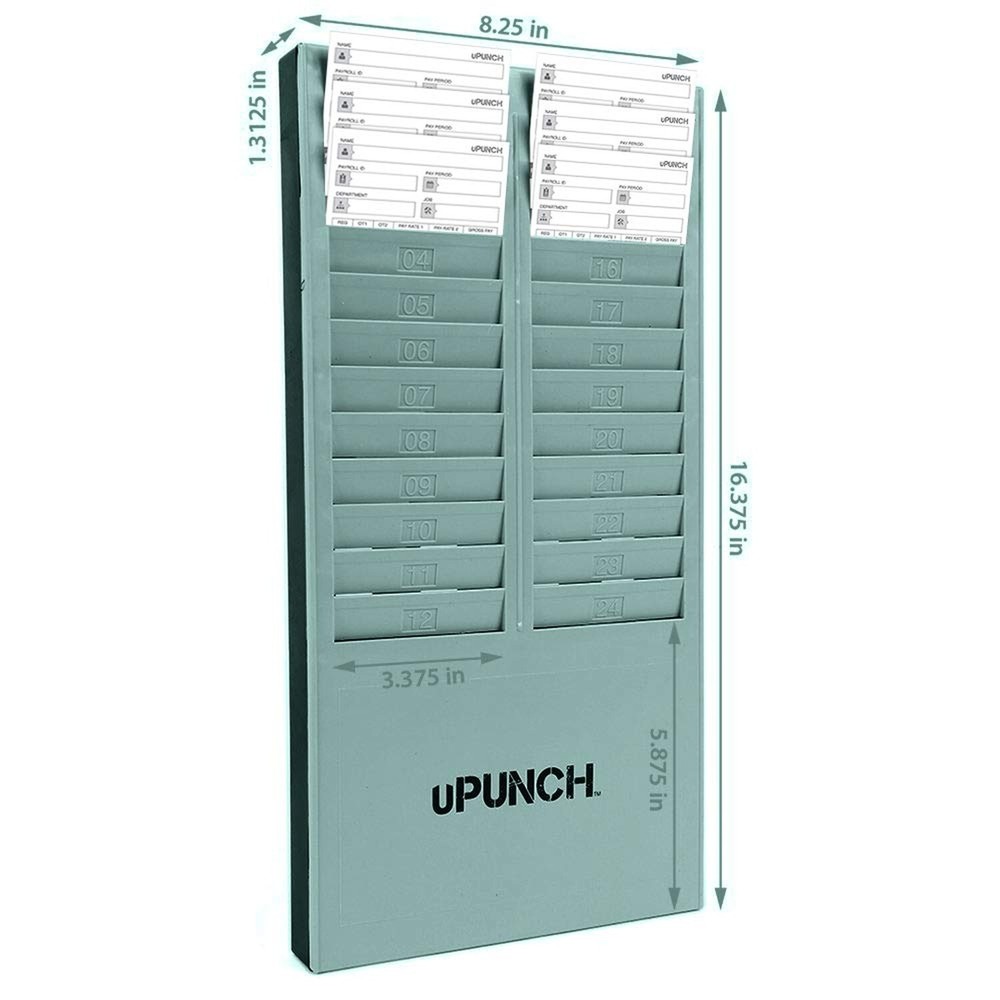 uPunch TIME Card Rack, 24 Pockets, Gray