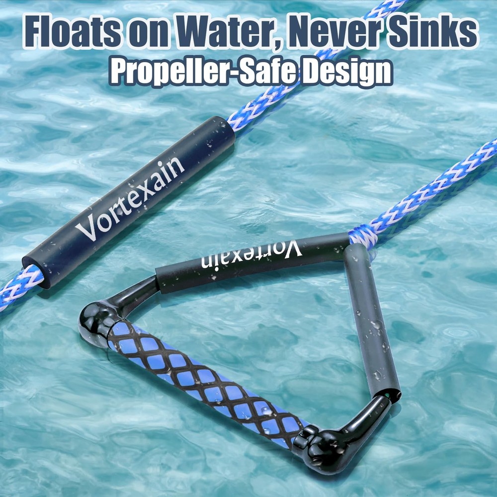 Vortexain Wakeboard Rope with Handle, 75ft 4-Section One Size, Blue White