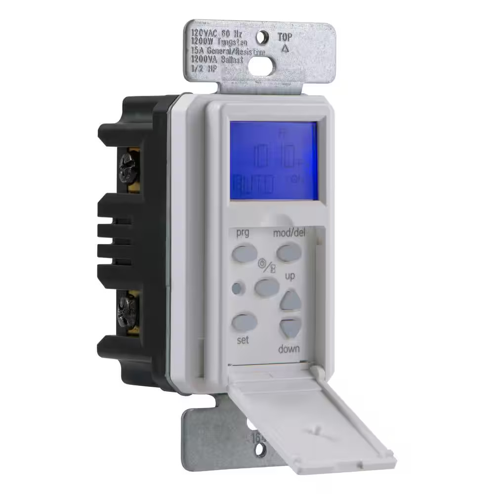 15 Amp 30-Minutes Indoor In-Wall Digital Programmable Timer, White